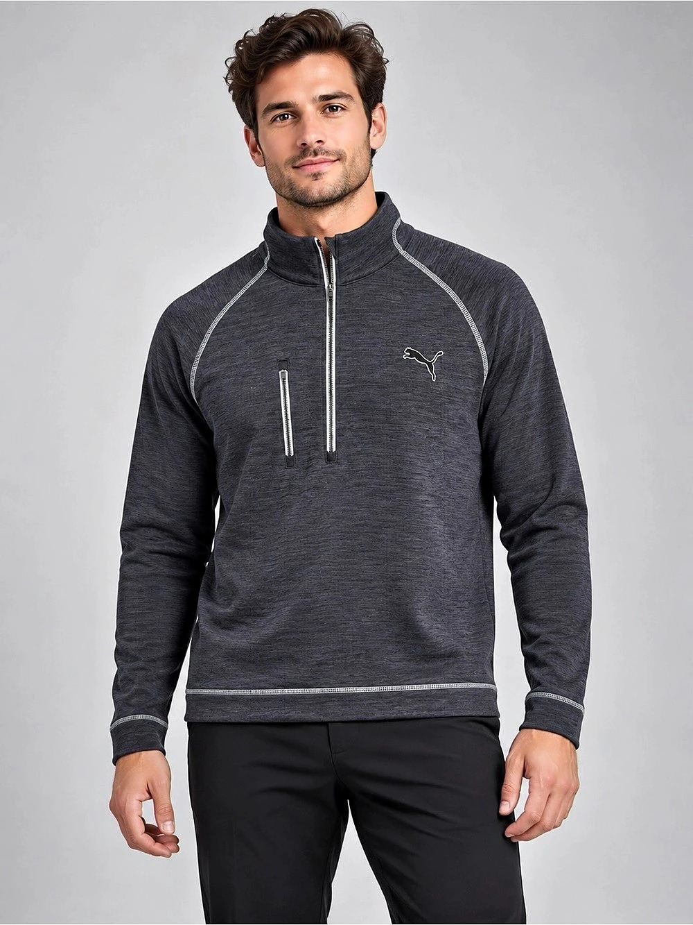 PUMA Golf PWRWARM Charcoal Quarter Zip Pullover Men’s Medium